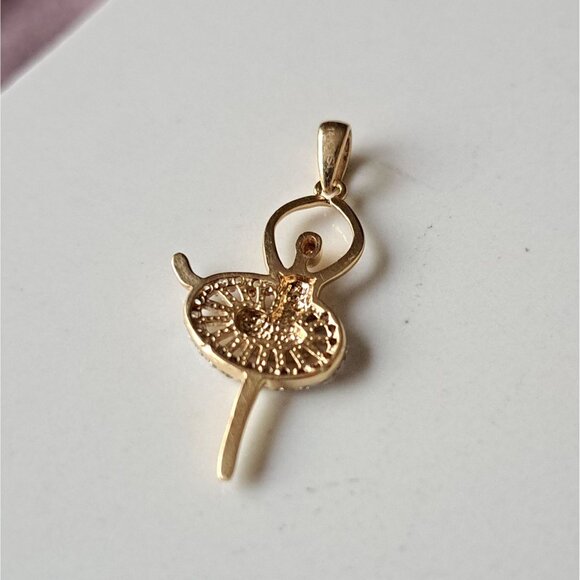 CLEARANCE 14k Gold Diamond Ballerina Dancer Pendant - Picture 9 of 10